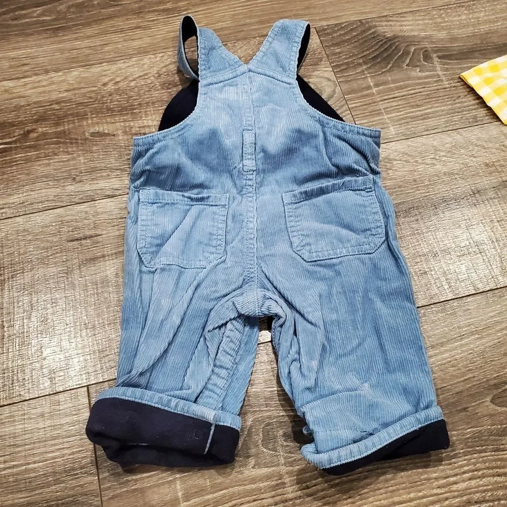 Baby Outfit Size 3-6 months Blue Overalls with Yellow Checkered Shirt 2 Pieces